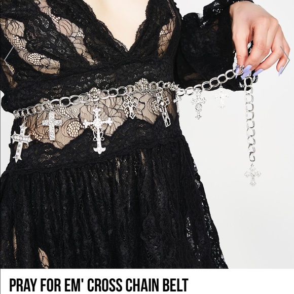 ISO DOLLSKILL PRAY FOR EM CROSS CHAIN BELT - Picture 1 of 1
